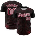 Custom 3D Spider Web Baseball Jersey - Personalized Black and Crimson-White Design Personalized Black Crimson-White 3D Spider