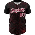 Custom 3D Spider Web Baseball Jersey - Personalized Black and Crimson-White Design Personalized Black Crimson-White 3D Spider