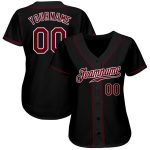 Custom Name and Number Personalized Black Crimson-White Baseball Jersey Authentic Team Sports Apparel Personalized Black