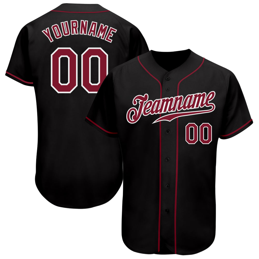 Custom Name and Number Personalized Black Crimson-White Baseball Jersey Authentic Team Sports Apparel Personalized Black