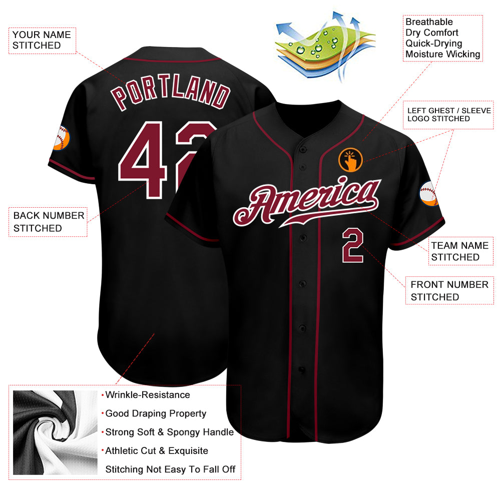 Custom Black Crimson-White Baseball Jersey - Personalized Sports Apparel for Fans Personalized Black Crimson-White Baseball - Image 3
