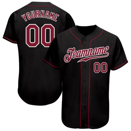 Custom Black Crimson-White Baseball Jersey - Personalized Sports Apparel for Fans Personalized Black Crimson-White Baseball