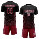 Personalized Geometric Lines Soccer Jersey - Black Crimson-White Sublimation Uniform 2 Personalized Black Crimson-White Geometric