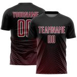Personalized Geometric Lines Soccer Jersey - Black Crimson-White Sublimation Uniform 2 Personalized Black Crimson-White Geometric