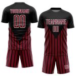 Personalized Soccer Jersey - Black Crimson-White Lines Sublimation Design Personalized Black Crimson-White Lines Sublimation