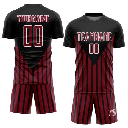 Personalized Soccer Jersey - Black Crimson-White Lines Sublimation Design Personalized Black Crimson-White Lines Sublimation