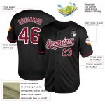 Custom Black Crimson-White Baseball Jersey with Authentic Throwback Design - Personalize Name & Number Personalized Black