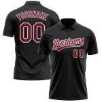 Personalized Performance Golf Polo Shirt in Black Crimson-White for Men Personalized Black Crimson-White Performance Vapor