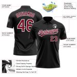 Personalized Performance Golf Polo Shirt in Black Crimson-White for Men Personalized Black Crimson-White Performance Vapor