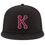 Personalized Adjustable Snapback Hat Black Crimson-White Stitched Design Personalized Black Crimson-White Stitched Adjustable