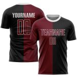 Personalized Sublimation Soccer Uniform Jersey - Black Crimson-White Split Design Personalized Black Crimson-White Sublimation