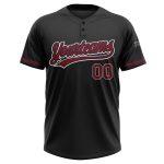 Personalized Black Crimson White Unisex Softball Jersey - Two-Button Design Personalized Black Crimson-White Two-Button Unisex