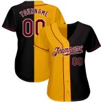 Personalized Black Crimson Yellow Fashion Baseball Jersey for Men and Women Personalized Black Crimson-Yellow Split Fashion