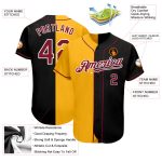 Personalized Black Crimson Yellow Fashion Baseball Jersey for Men and Women Personalized Black Crimson-Yellow Split Fashion
