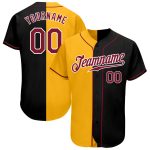 Personalized Black Crimson Yellow Fashion Baseball Jersey for Men and Women Personalized Black Crimson-Yellow Split Fashion