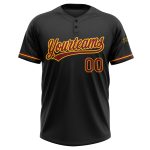 Personalized Black Crimson Yellow Unisex Softball Jersey - Two-Button Design Personalized Black Crimson-Yellow Two-Button