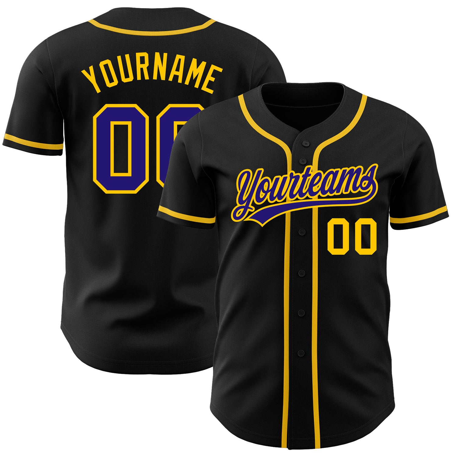 Personalized Black Dark Purple Gold Baseball Jersey for Custom Sports Wear Personalized Black Dark Purple-Gold Baseball Jersey