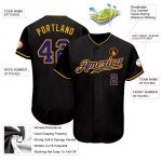 Personalized Black and Dark Purple Gold Baseball Jersey for Men and Women Personalized Black Dark Purple-Gold Baseball Jersey