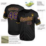Personalized Black Dark Purple Gold Baseball Jersey - Throwback Mesh Style Personalized Black Dark Purple-Gold Mesh Throwback