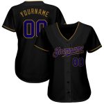 Personalized Black Dark Purple Gold Baseball Jersey for Men and Women Personalized Black Dark Purple-Old Gold Baseball Jersey