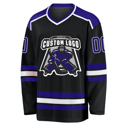 Custom Hockey Jersey - Personalized Black Dark Purple White with Team Name & Number Personalized Black Dark Purple-White