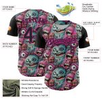 Personalized Black Deep Pink 3D Pattern Rave Monster Jersey - Authentic Baseball Jersey Personalized Black Deep Pink 3D Pattern