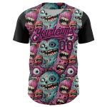 Personalized Black Deep Pink 3D Pattern Rave Monster Jersey - Authentic Baseball Jersey Personalized Black Deep Pink 3D Pattern