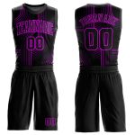 Personalized Black Deep Pink Basketball Jersey Suit for Men Women Round Neck Sublimation Tracks Personalized Black Deep Pink