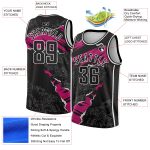 Custom Name and Number Authentic Basketball Jersey in Personalized Black Deep Pink-White 3D Torn Paper Design Personalized