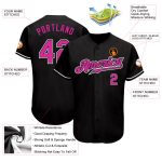 Personalized Team Jersey with Custom Name and Number, Black Deep Pink-White Authentic Baseball Jersey Personalized Black