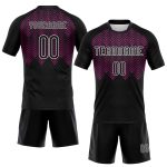 Custom Name Number Personalized Black Deep Pink White Volleyball Jersey - Geometric Shape Sublimation Uniform Team Personalized