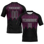 Custom Name Number Personalized Black Deep Pink White Volleyball Jersey - Geometric Shape Sublimation Uniform Team Personalized