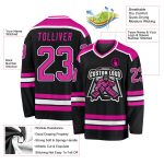 Custom Personalized Hockey Jersey with Name and Number - Black Deep Pink-White Team Jersey Personalized Black Deep Pink-White