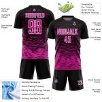 Custom Soccer Uniform Jersey with Personalized Name and Number - Black Deep Pink White Line Personalized Black Deep Pink-White