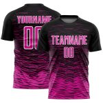 Custom Soccer Uniform Jersey with Personalized Name and Number - Black Deep Pink White Line Personalized Black Deep Pink-White