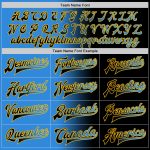 Custom Team Name Number Bomber Jacket Black Electric Blue Gold Gradient Full-Snap Varsity Fashion Jacket Personalized Black