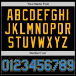 Custom Name Number Hoodie Jacket - Personalized Two Tone Black Electric Blue-Gold Bomber Full-Snap Varsity Letterman Personalized