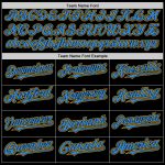Custom Name Number Hoodie Jacket - Personalized Two Tone Black Electric Blue-Gold Bomber Full-Snap Varsity Letterman Personalized