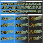 Personalized Black Electric Blue Gold Gradient Baseball Jersey Fashion Apparel Personalized Black Electric Blue-Gold Gradient