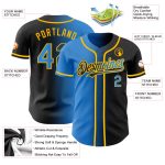 Personalized Black Electric Blue Gold Gradient Baseball Jersey Fashion Apparel Personalized Black Electric Blue-Gold Gradient