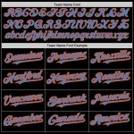 Personalized Black Electric Blue Orange Baseball Jersey - Custom Three Color Arm Shapes Personalized Black Electric Blue-Orange