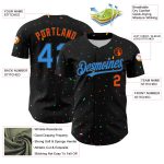 Personalized 3D Confetti Baseball Jersey in Black Electric Blue-Orange Personalized Black Electric Blue-Orange 3D Confetti