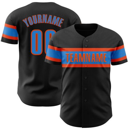 Personalized Black Electric Blue Orange Baseball Jersey for Men and Women Personalized Black Electric Blue-Orange Baseball
