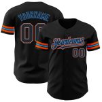 Personalized Electric Blue-Orange Baseball Jersey - Custom Black Jersey Personalized Black Electric Blue-Orange Baseball