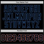 Custom Name Number Varsity Letterman Hoodie Jacket Black Electric Blue Orange Bomber Full-Snap Jacket Personalized Black