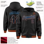 Custom Name Number Varsity Letterman Hoodie Jacket Black Electric Blue Orange Bomber Full-Snap Jacket Personalized Black