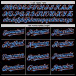 Custom Name and Number Two Tone Hoodie Jacket - Personalized Black Electric Blue-Orange Bomber Varsity Letterman Personalized