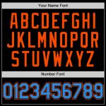 Custom Name and Number Two Tone Hoodie Jacket - Personalized Black Electric Blue-Orange Bomber Varsity Letterman Personalized