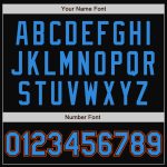 Personalized Two Tone Bomber Jacket Black Electric Blue-Orange Full-Snap Varsity Letterman Personalized Black Electric Blue-Orange