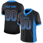 Personalized Black Electric Blue Orange Mesh Fashion Football Jersey Personalized Black Electric Blue-Orange Mesh Drift Fashion